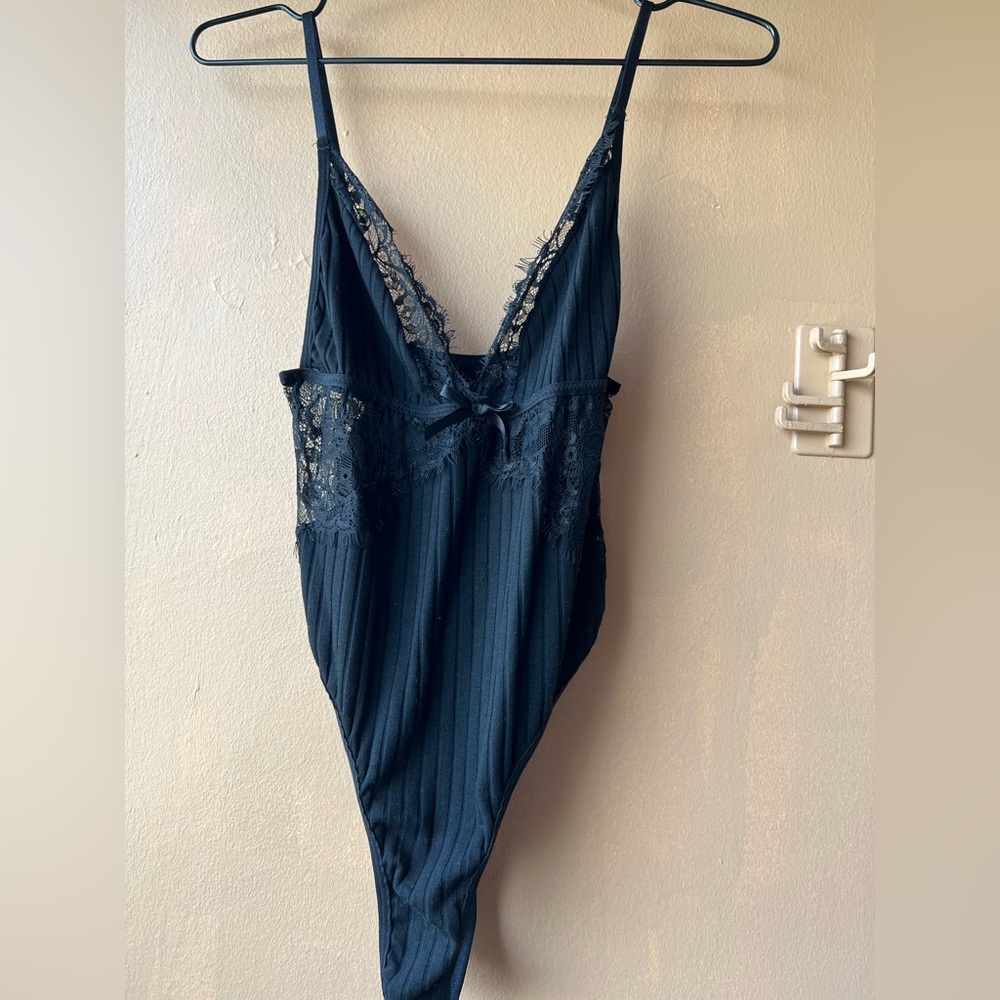 Black size small one piece lingerie bodysuit